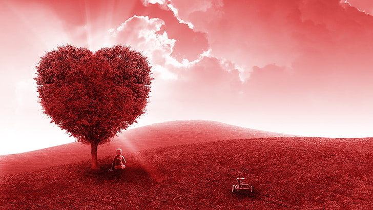 HD wallpaper: Red Love Heart Tree 4K | Wallpaper Flare