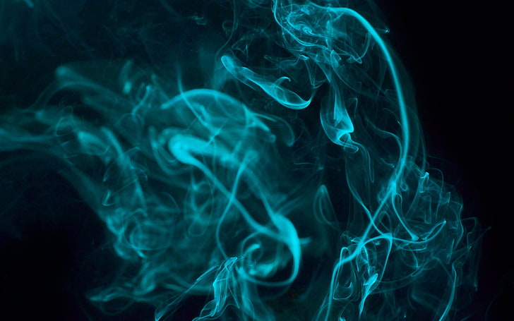 blue smoke digital wallpaper, abstract, simple, cyan, smoke - physical structure