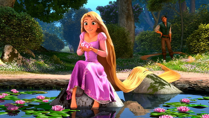 HD wallpaper: Disney Tangled movie still, Rapunzel, water lilies, Rapunzel:  a tangled tale | Wallpaper Flare