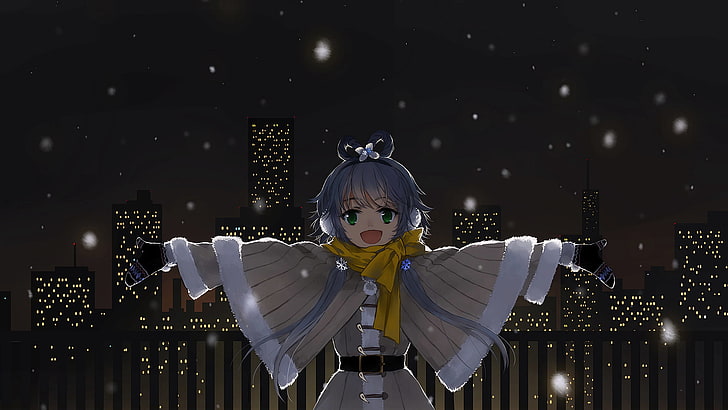 Luo Tianyi, anime girls, Vocaloid China, night, front view, HD wallpaper