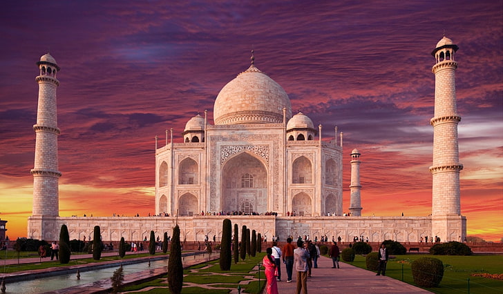 Taj Mahal, India, Monuments, Agra, Sky, Sunset, Uttar Pradesh, HD wallpaper