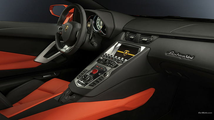 Lamborghini Aventador, car interior, Super Car, vehicle