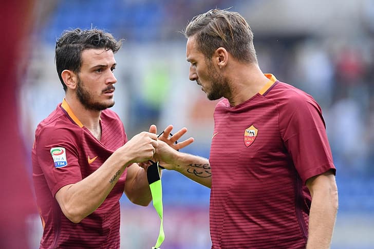 Francesco Totti, Alessandro Florenzi, AS Roma, ASR, captain, HD wallpaper