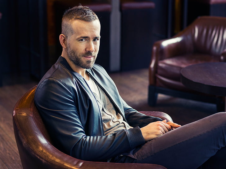 Ryan Reynolds, chair, actor, table, photoshoot, Victoria Will