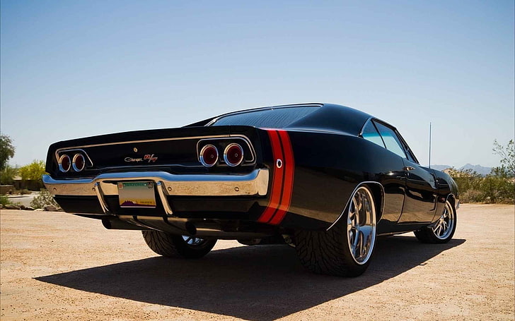 black coupe, car, muscle cars, Dodge Charger, mode of transportation, HD wallpaper