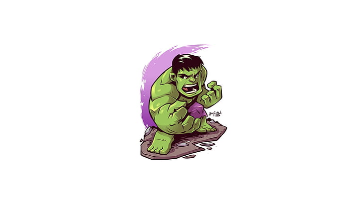 Hulk, artwork, simple background, white background, Marvel Comics