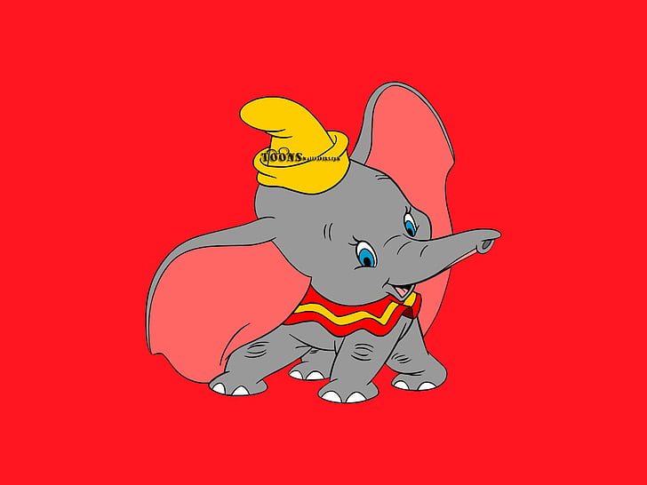 Movie, Dumbo, red, colored background, mammal, people, emotion, HD wallpaper