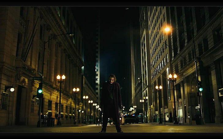 Heath Ledger, Joker, The Dark Knight, illuminated, one person, HD wallpaper