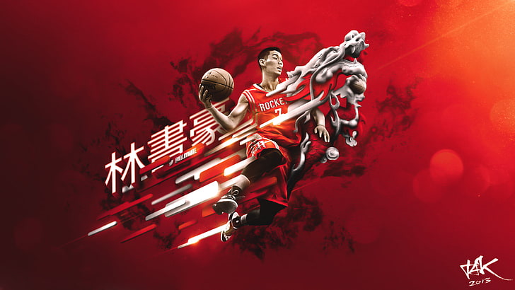 Jeremy Lin, Dragon, The ball, Sport, Basketball, Houston, NBA, HD wallpaper