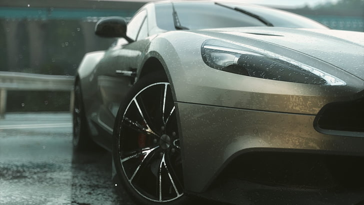 grey vehicle, Driveclub, car, rain, Aston Martin, transportation