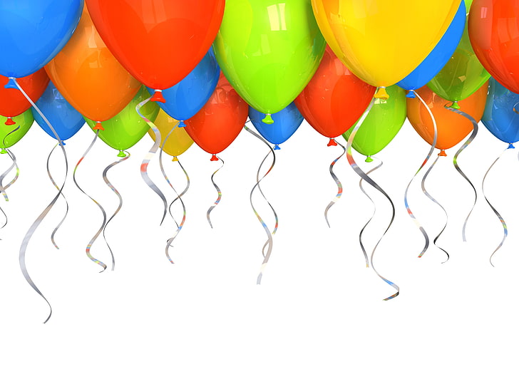assorted-color balloons wallpaper, helium, gas, flying, rainbow, HD wallpaper