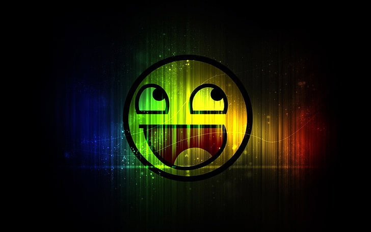 smiley emoji illustration, Humor, no people, illuminated, glowing, HD wallpaper