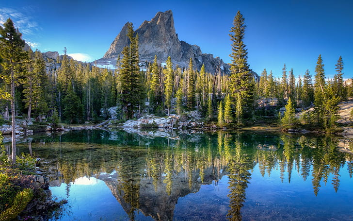 nature, landscape, Idaho, lake, reflection, water, mountains, HD wallpaper