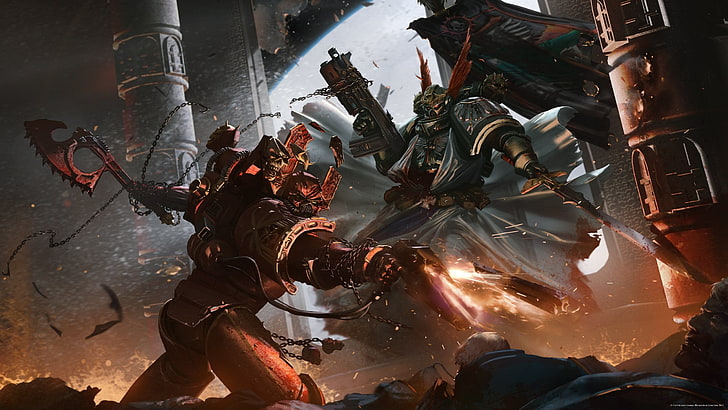 Trials of Azrael wallpaper, Warhammer 40,000, fighting, Chaos Space Marine