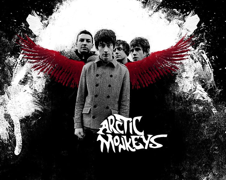 Arctic Monkeys wallpaper, group, members, wings, graphics, people, HD wallpaper