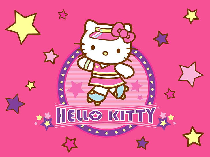 bow cute Hello Kitty Anime Hello Kitty HD Art, PINK, Dress, skates, HD wallpaper
