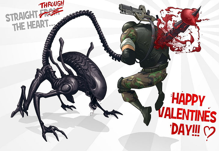 man in army suit illustration with valentines text overlay, art