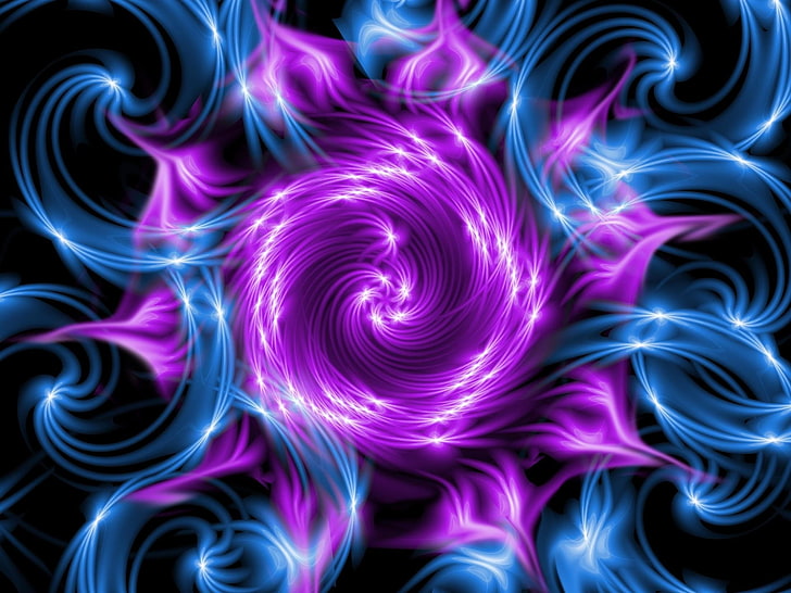 purple and blue background, fractal, rotation, pattern, light, HD wallpaper