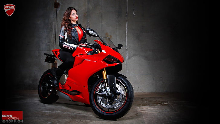 women with bikes, Ducati 1199, motorcycle, one person, mode of transportation, HD wallpaper