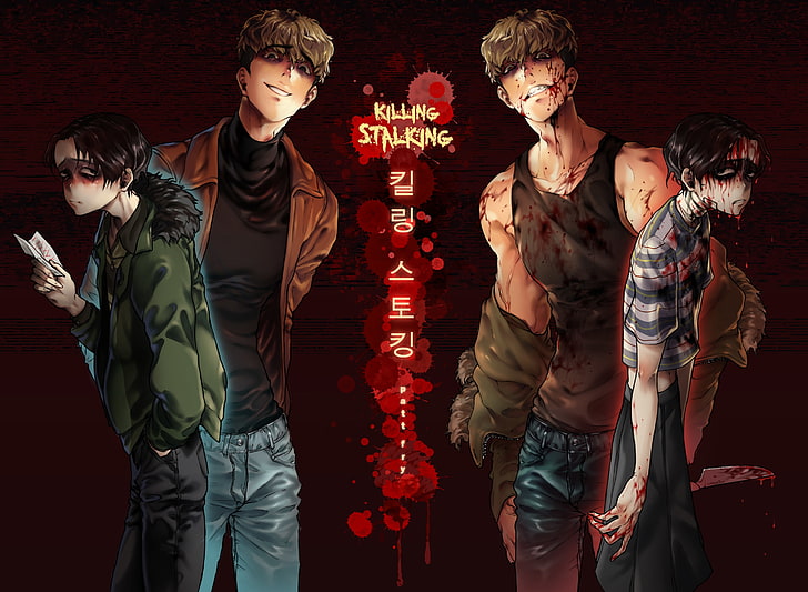 killing stalking, manhwa, characters, Anime, young men, group of people