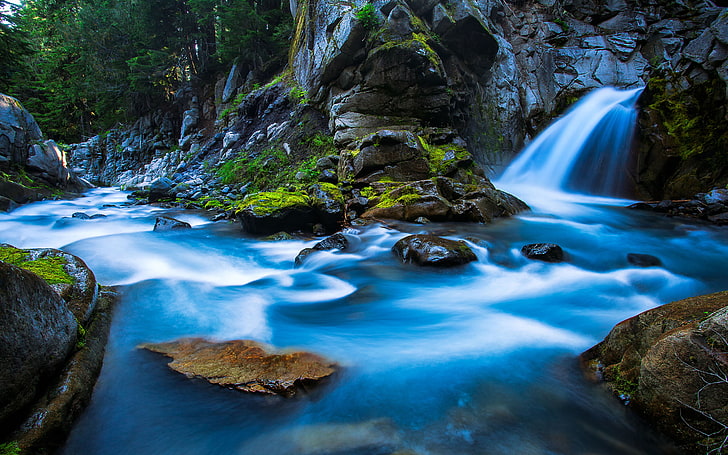 HD wallpaper: Silver Falls Canyon-Mount-Rainier-National-Park-USA-Beautiful  mountain river-waterfall-clear water-rocky shore-pine-trees Wallpaper HD-2880×1800  | Wallpaper Flare