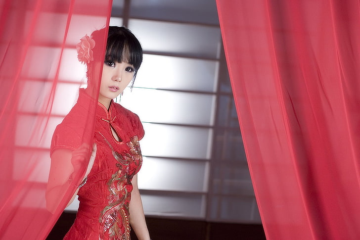 Cheongsam, Chinese dress, Asian, women, model, Korean, qipao, HD wallpaper