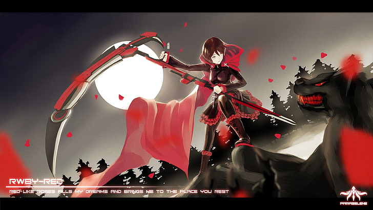 anime, RWBY, Ruby Rose (character), scythe, arts culture and entertainment, HD wallpaper