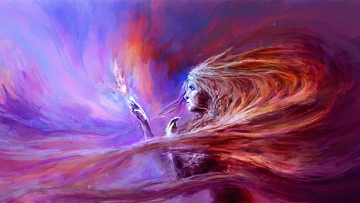 artwork, fantasy art, women, abstract, colorful, motion, multi colored