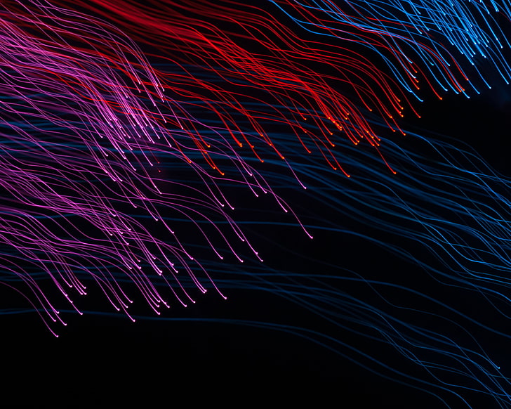abstract, colorful, lines, glowing, waves, night, long exposure, HD wallpaper