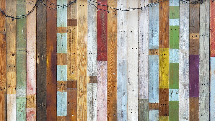 assorted-color wooden fence, texture, full frame, backgrounds, HD wallpaper