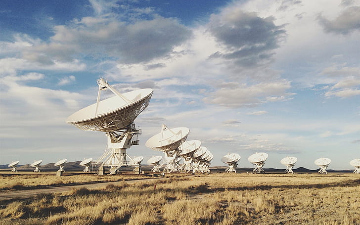 Radio Telescope array, New Mexico, United States, white satellite, HD wallpaper