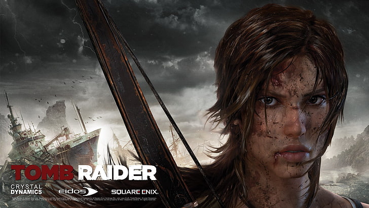 Tomb Raider game application wallpaper, Lara Croft, portrait, HD wallpaper