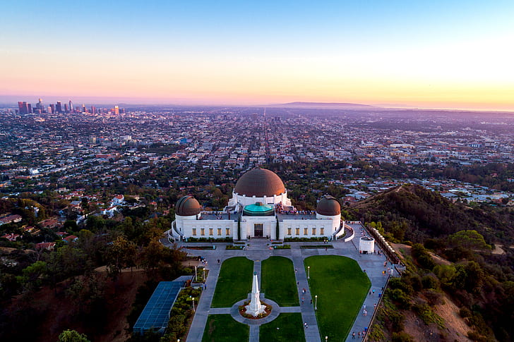 USA, California, Los Angeles, Griffith Park Observatory, cityscape, HD wallpaper