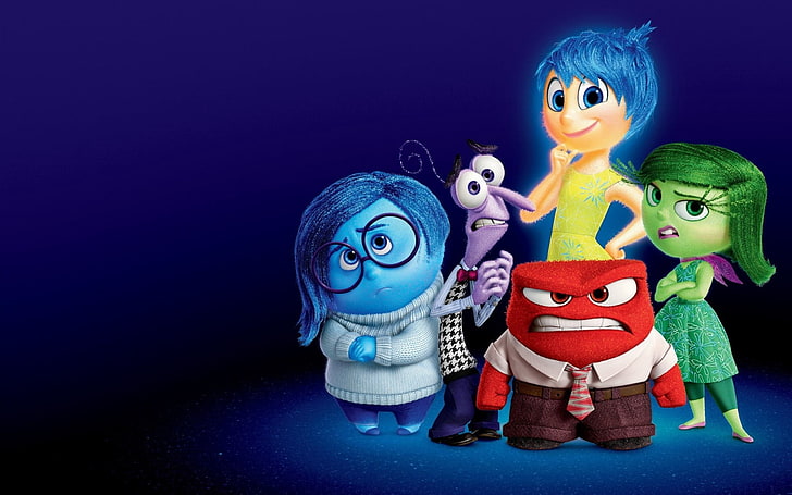 Inside Out poster, joy, sadness, fear, anger, toy, characters, HD wallpaper