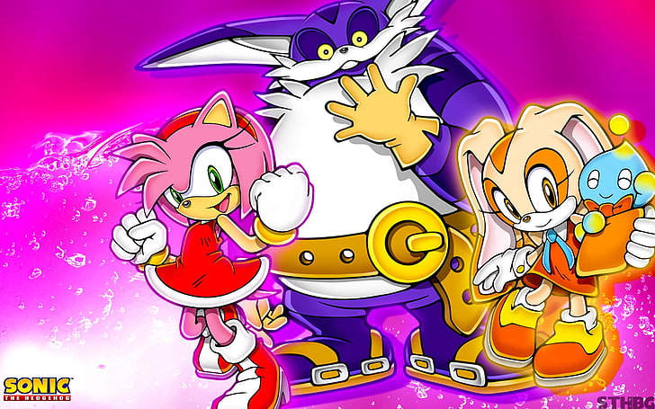 Sonic, Sonic Heroes, Amy Rose, Big The Cat, Cheese The Chao, HD wallpaper