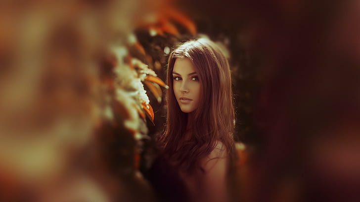 Kristina Gontar, girl, seduction, seduce, beautiful, brunette, HD wallpaper