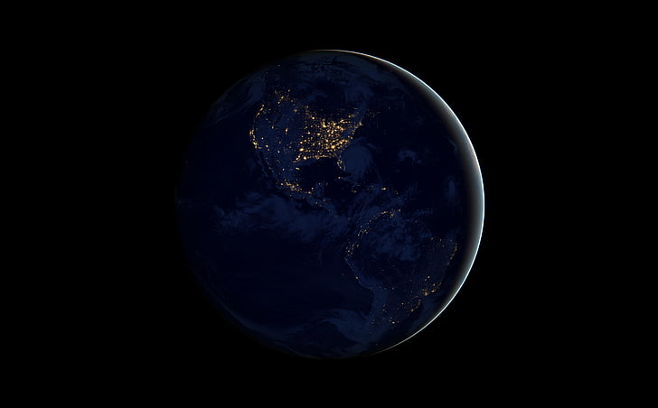 Black Marble - Americas, planet wallpaper, Space, Earth, Nasa, HD wallpaper