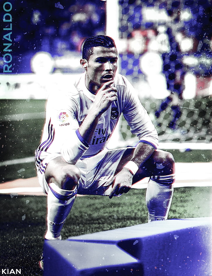 Cristiano Ronaldo, Real Madrid, edit, Photoshop, soccer, one person, HD wallpaper