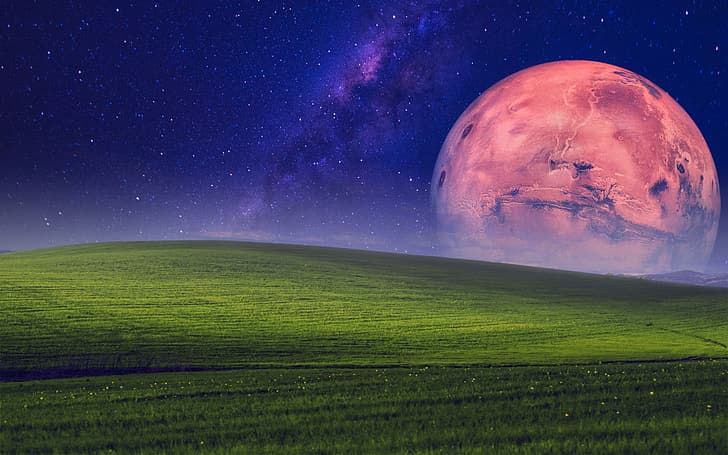 Windows XP, bliss, Mars, SpaceX, HD wallpaper