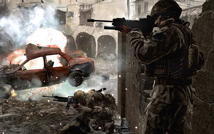 Call Of Duty 4 Modern Warfare, Soldiers, Machine, HD wallpaper
