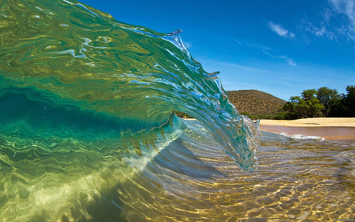 clear wave, beach, whirlpool, Hawaii
