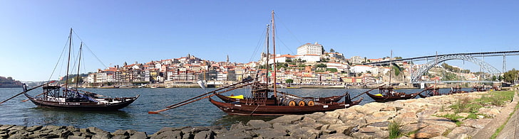 cais de gaia, douro, oporto, ribeira, nautical vessel, transportation, HD wallpaper