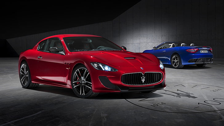 red Maserati sports car, Maserati Gran Cabrio MC, mode of transportation, HD wallpaper