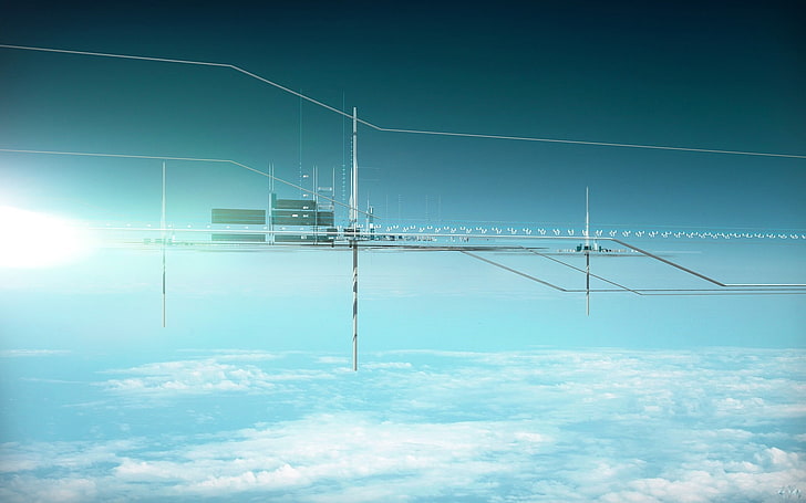 sky station, science fiction, space station, cloud - sky, connection