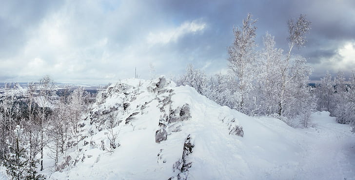Nature, Landscape, Snow, Winter, Trees, White, HD wallpaper