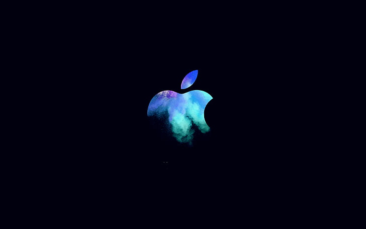 apple, mac, event, logo, dark, illustration, art, blue, copy space, HD wallpaper