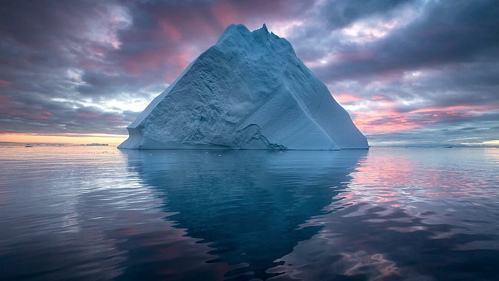 body of water, nature, landscape, winter, iceberg, sea, clouds, HD wallpaper