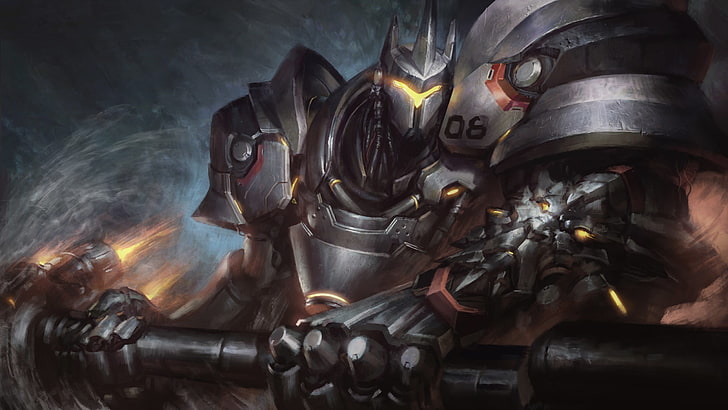 gray robot wallpaper, Overwatch, Blizzard Entertainment, video games