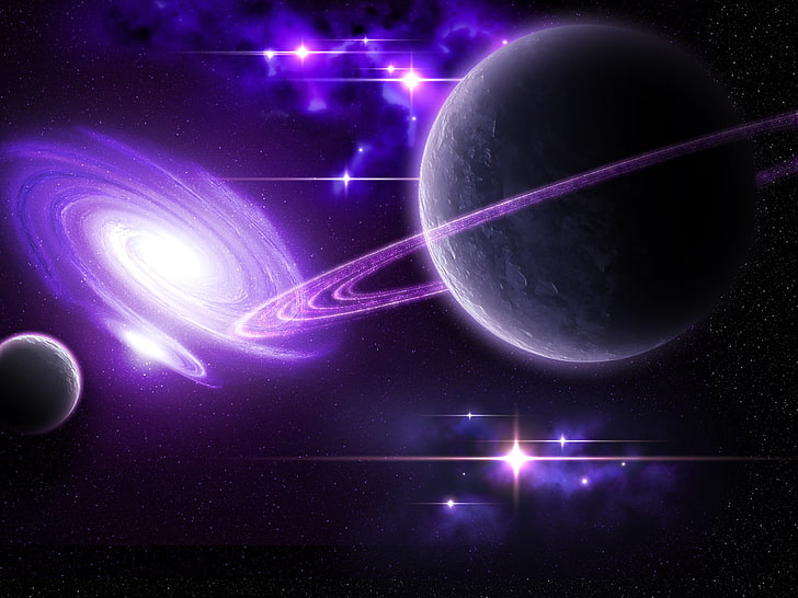 black and red LED light, space, space art, planetary rings, galaxy, HD wallpaper