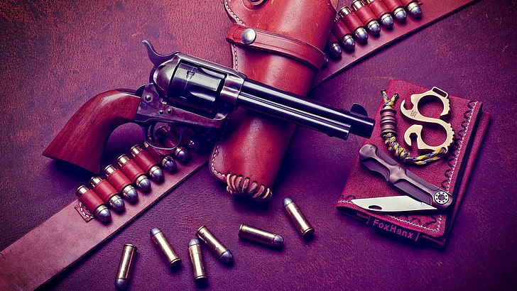 firearm, weapon, gun, high angle view, table, still life, no people